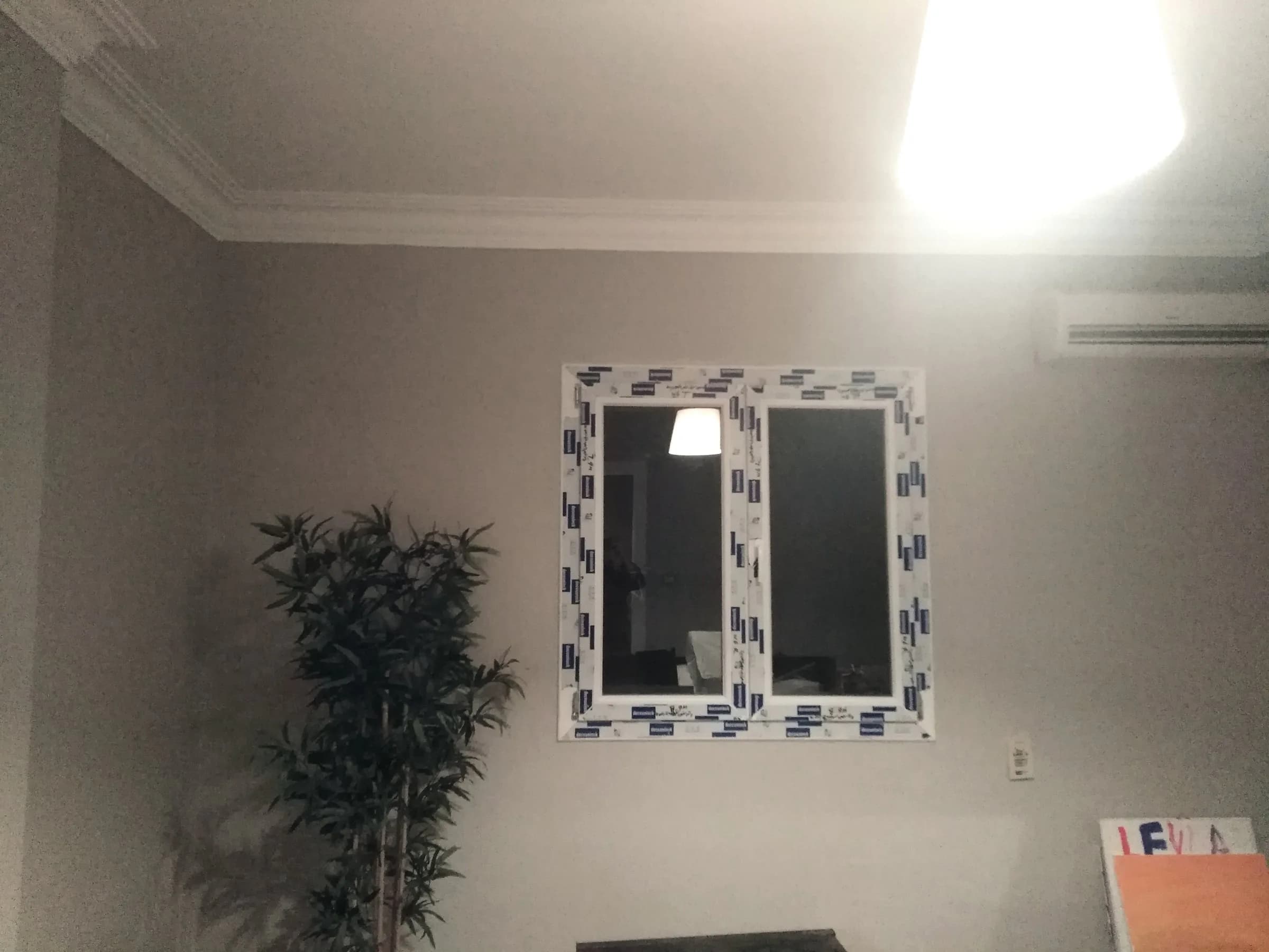Finished room with a two-panel uPVC window