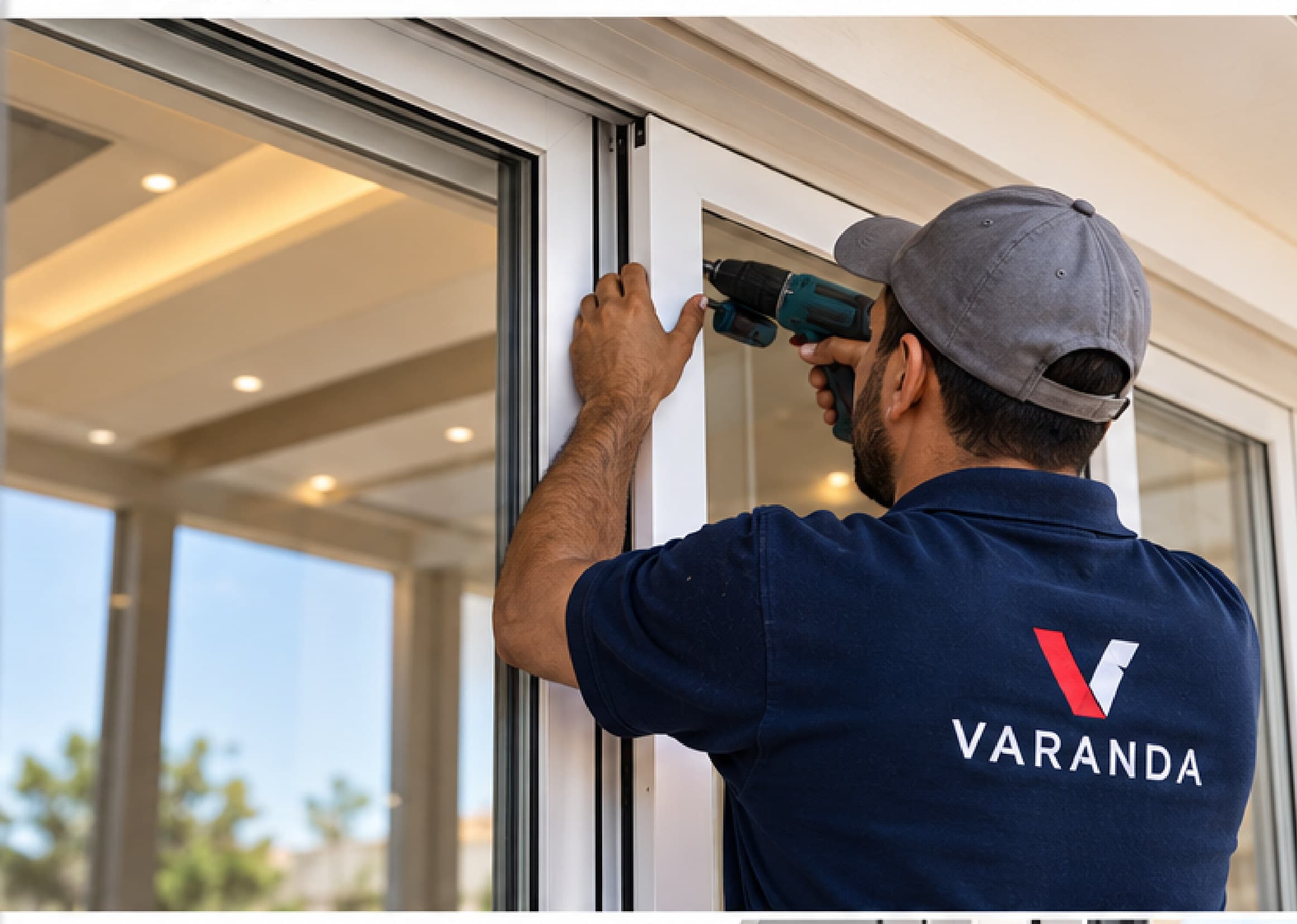 A VARANDA installer fitting a uPVC sliding window
